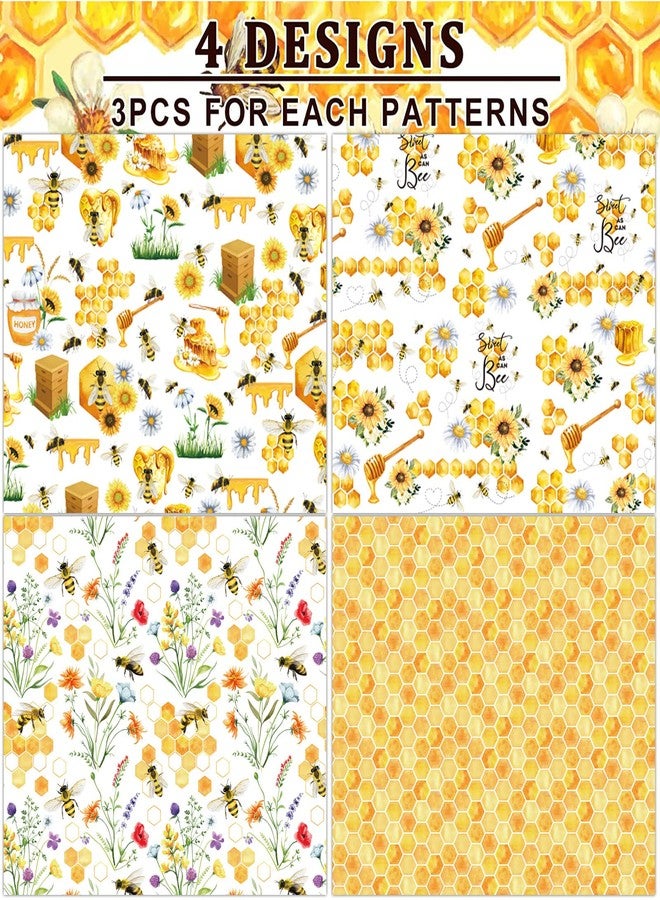 Whaline 12 Sheet Bee Wrapping Paper Honeybee Sunflower Gift Wrap Paper Watercolor BumbleBee Honeycomb Folded Decorative Paper for Summer Baby Shower Birthday Craft Gift DIY Decor, 19.7 x 27.6 Inch - Image 3